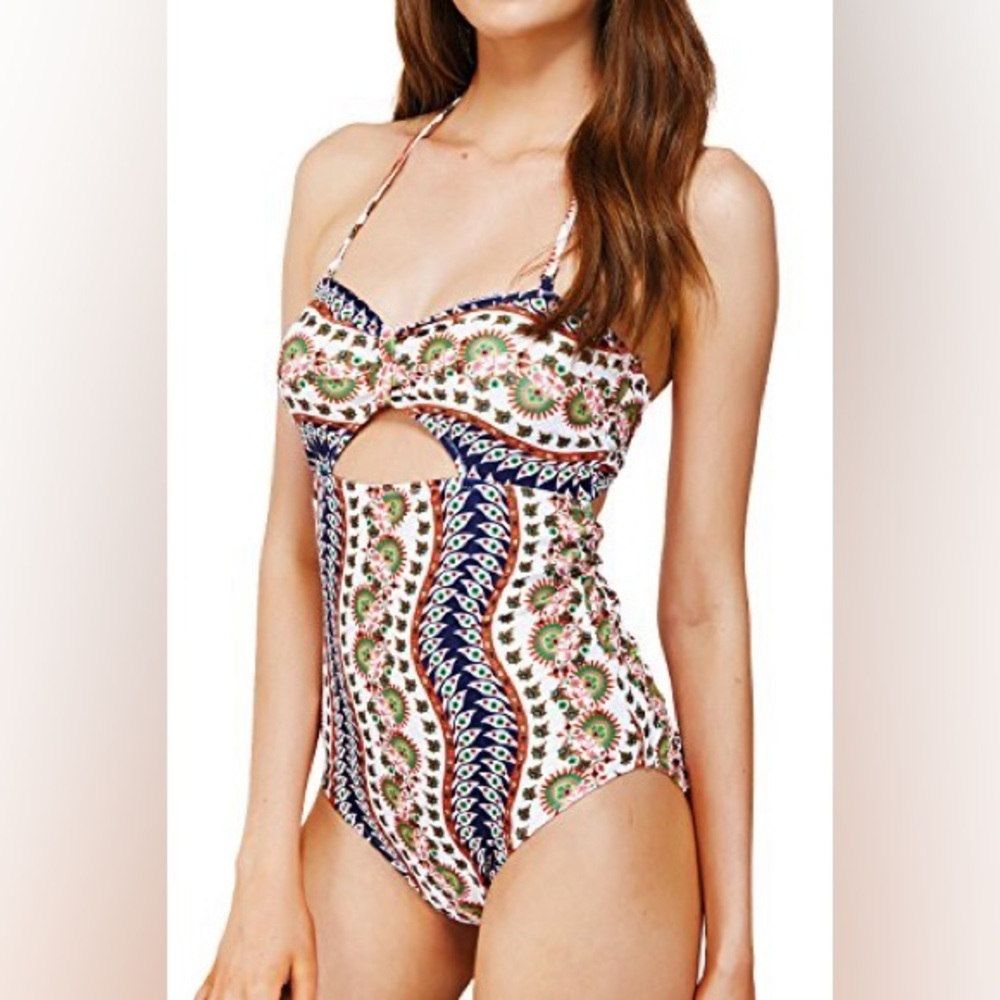 NWT Cupshe Women’s Printed Halter one Piece Convertible Swim suit Size Medium
